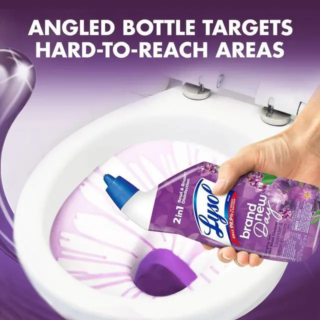 Alt view image 6 of 7 - Lysol Toilet Bowl Cleaner Clinging Gel, Disinfecting Bathroom Cleaner and Toilet Bowl Stain Remover, Lavender & Cotton Blossom Scent, 24 fl oz (2 Pack)