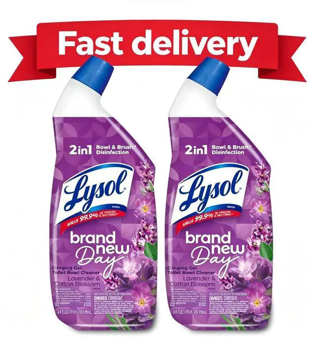 Main image of Lysol Toilet Bowl Cleaner Clinging Gel, Disinfecting Bathroom Cleaner and Toilet Bowl Stain Remover, Lavender & Cotton Blossom Scent, 24 fl oz (2 Pack)