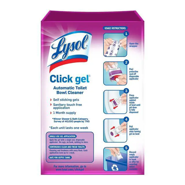 Alt view image 4 of 6 - Lysol® Click Gel Automatic Toilet Bowl Cleaner, Gel Toilet Bowl Cleaner, for Cleaning and Refreshing, Brand New Day Lavender Fields Scent, 6 Applicators