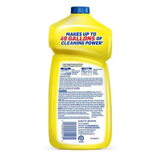Alt view image 6 of 6 - Lysol All Purpose Cleaner, Multi-Surface Disinfectant Floor Cleaner for Mopping Solution, for Bathroom & Kitchen, Lemon & Sunflower, 48 fl oz