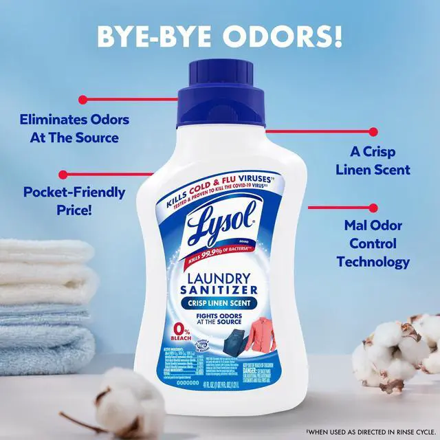 Alt view image 5 of 7 - Lysol Laundry Sanitizer Additive Sanitizing Liquids for Clothes, Crisp Linen, 41 fl oz