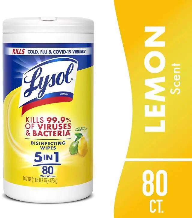 Alt view image 2 of 7 - Lysol Disinfecting Wipes, All Purpose Cleaner, Multi Surface Antibacterial Cleaning Wipes, Cleaning Supplies, Lemon & Lime Blossom Scent, 80 Count