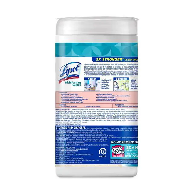 Alt view image 6 of 7 - Lysol Disinfecting Wipes, All Purpose Cleaner, Multi Surface Antibacterial Cleaning Wipes, Cleaning Supplies, Coconut & Sea Minerals Scent, 80 Count