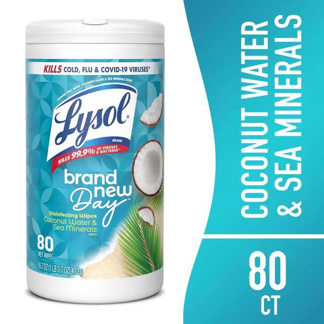 Alt view image 2 of 7 - Lysol Disinfecting Wipes, All Purpose Cleaner, Multi Surface Antibacterial Cleaning Wipes, Cleaning Supplies, Coconut & Sea Minerals Scent, 80 Count