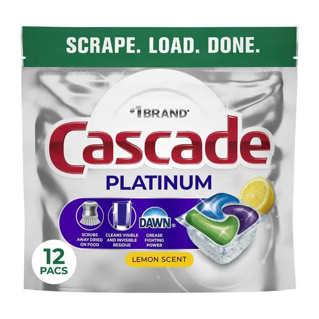 Alt view image 3 of 7 - Cascade Platinum Dishwasher Pods, Dishwasher Detergent, Dish Detergent Soap, Lemon, 12 Count