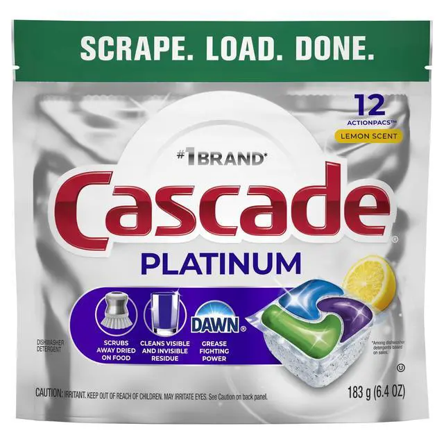 Alt view image 6 of 7 - Cascade Platinum Dishwasher Pods, Dishwasher Detergent, Dish Detergent Soap, Lemon, 12 Count