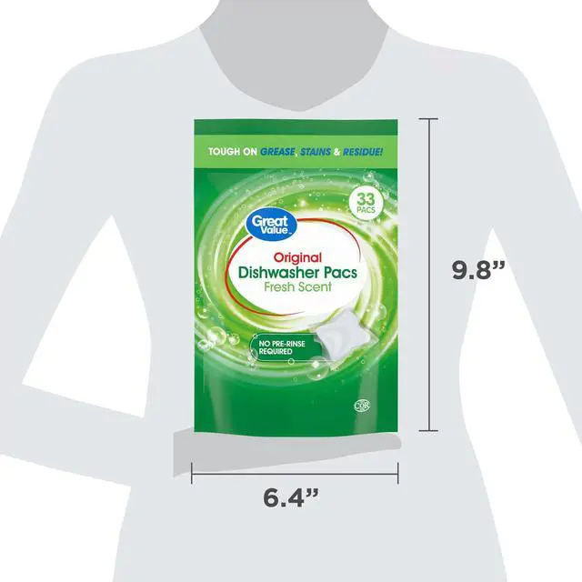 Alt view image 5 of 6 - Great Value Original Dishwasher Pacs, Fresh Scent, 33 Count