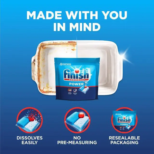 Alt view image 7 of 7 - Finish Power Dishwasher Pods, No Pre-Rinse Dishwasher Detergent Tabs Soap, Deep Clean, 18 Count