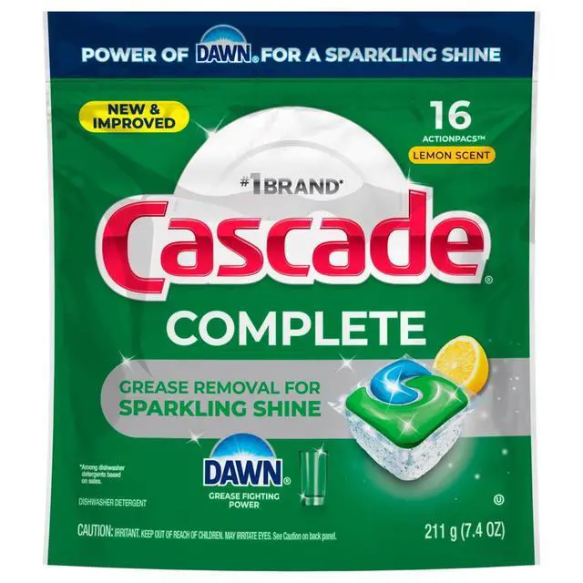 Alt view image 6 of 6 - Cascade Complete Action Pacs, Dishwasher Detergent, Lemon, 16 Count