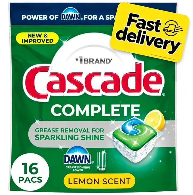 Main image of Cascade Complete Action Pacs, Dishwasher Detergent, Lemon, 16 Count