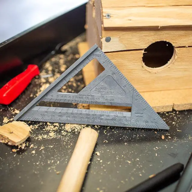 Alt view image 5 of 6 - Hyper Tough 7 inch Framing Rafter Square, Durable Plastic Triangle Quick Square Tool, Grey