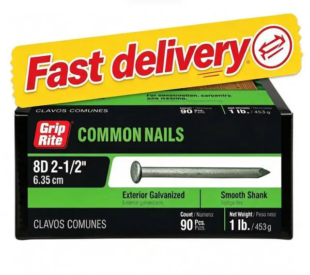 Main image of Grip-Rite #10-1/4 x 2-1/2 In. 8-Penny Hot-Galvanized Steel Common Nails 1Lb.