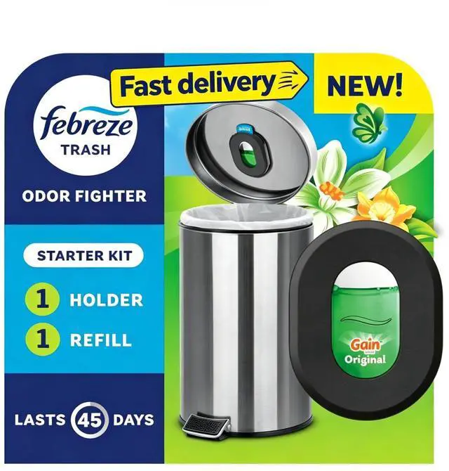 Main image of Febreze Trash Odor Fighter, Gain Original Scent, 1 Holder + 1 Refill