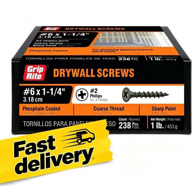 Main image of Grip-Rite #6 x 1-1/4 in. Phillips Bugle-Head Coarse Thread Sharp Point Drywall to Wood Screw 1lb.