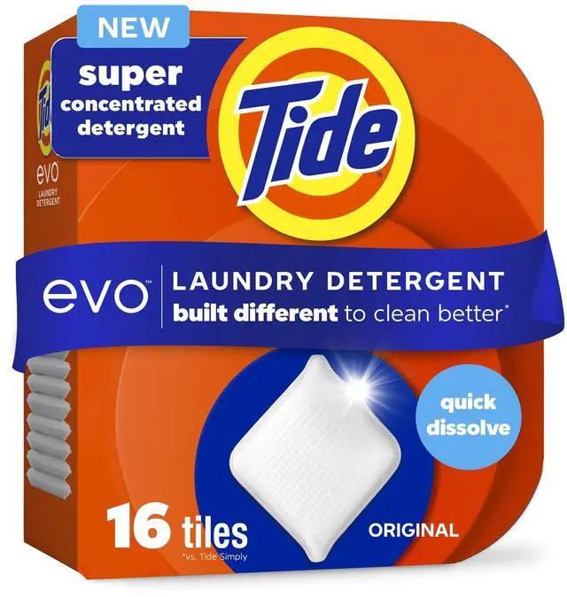 Main image of Tide evo Laundry Detergent Tiles, 100% Concentrated, Original Tide Scent, 16 Count