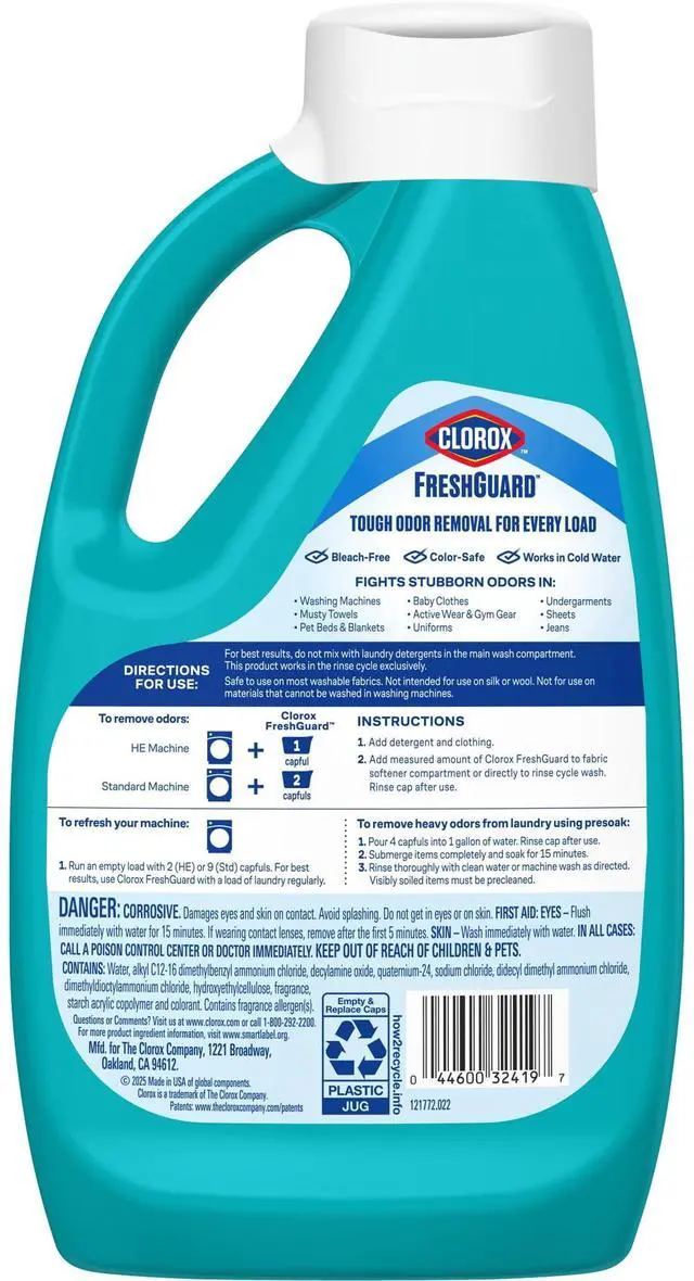 Alt view image 3 of 6 - Clorox Fresh Guard Laundry Odor Remover, 0% Bleach, Color Safe, Clean Linen Scent, 42 fl oz
