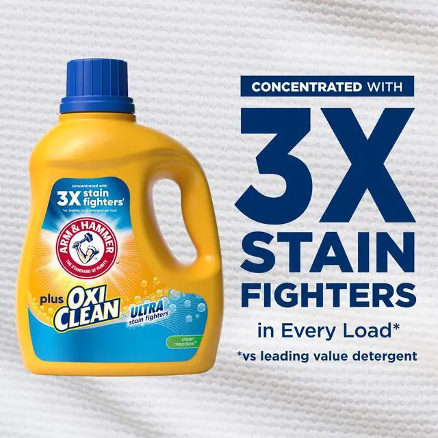 Alt view image 6 of 6 - ARM & HAMMER Plus OxiClean Ultra Stain Fighters Liquid Detergent, Clean Meadow, 96.2 Fl Oz