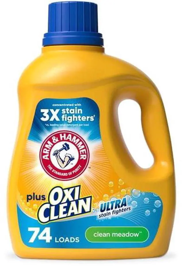 Main image of ARM & HAMMER Plus OxiClean Ultra Stain Fighters Liquid Detergent, Clean Meadow, 96.2 Fl Oz