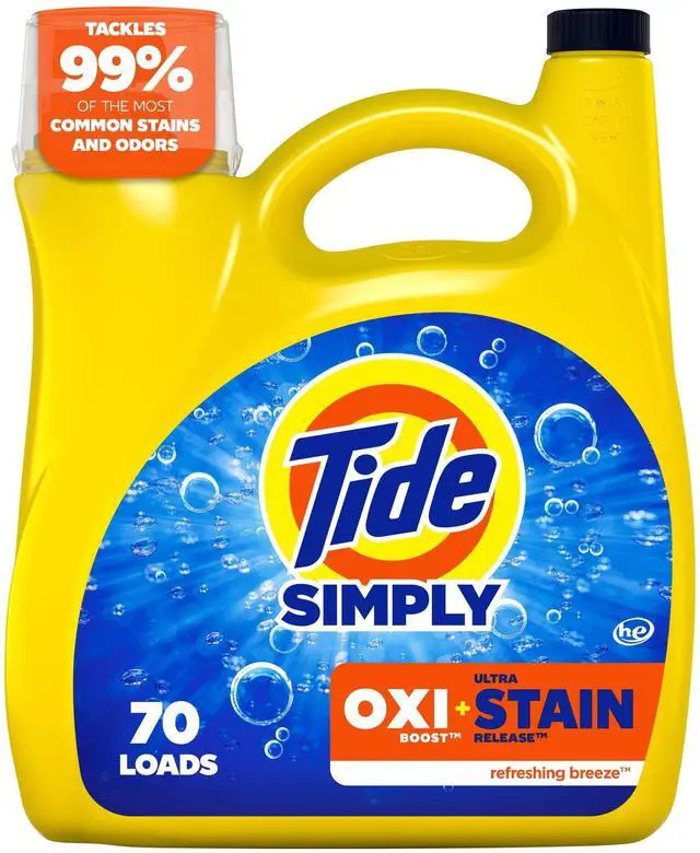 Main image of Tide Simply Laundry Detergent Liquid Oxi Boost + Ultra Stain Release, Refreshing Breeze Scent, 94 fl oz, 70 Loads