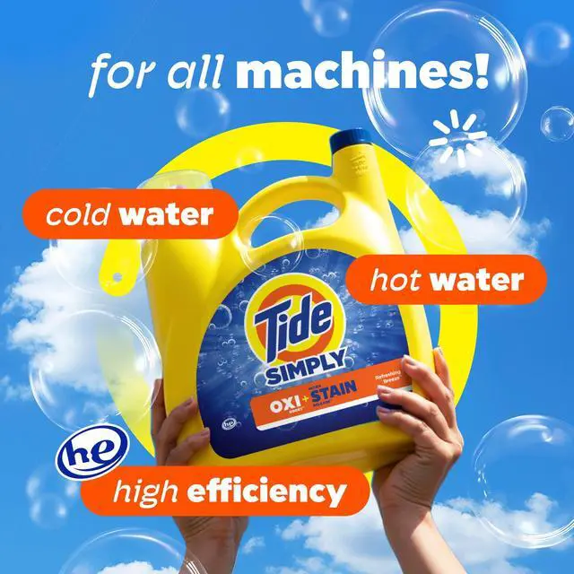 Alt view image 7 of 7 - Tide Simply Laundry Detergent Liquid Oxi Boost + Ultra Stain Release, Refreshing Breeze Scent, 94 fl oz, 70 Loads