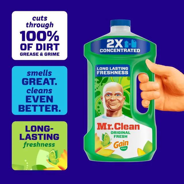 Alt view image 6 of 6 - Mr. Clean All Purpose Cleaner, Floor Cleaner for Mopping, Cleaning Liquid, Gain, 64oz