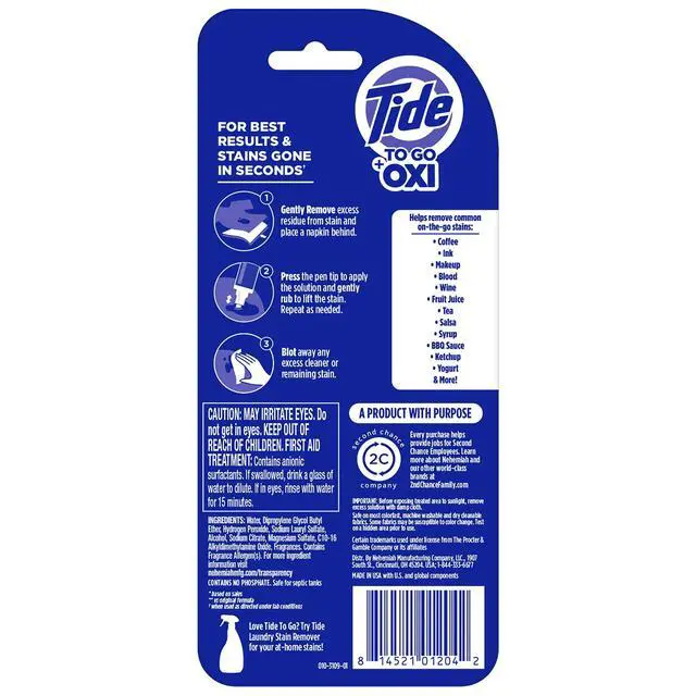 Alt view image 4 of 6 - Tide To Go Instant Laundry Stain Remover Pen and Spot Cleaner, Travel Size Stain Sticks, Fresh, 1.01 fl oz, 3 Count