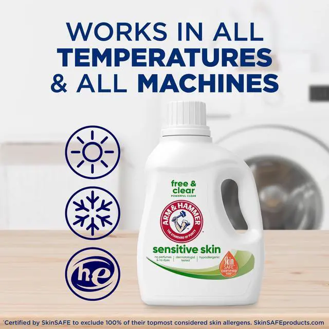Main image of ARM & HAMMER Sensitive Skin Free & Clear Liquid Laundry Detergent Soap, 105 fl oz, 105 Loads
