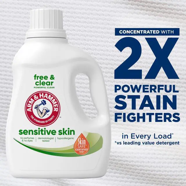 Alt view image 5 of 6 - ARM & HAMMER Sensitive Skin Free & Clear Liquid Laundry Detergent Soap, 105 fl oz, 105 Loads