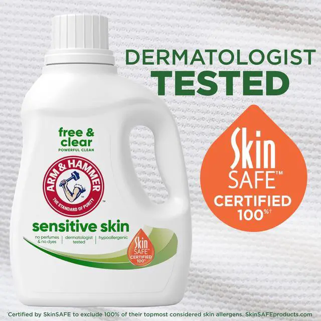 Alt view image 6 of 6 - ARM & HAMMER Sensitive Skin Free & Clear Liquid Laundry Detergent Soap, 105 fl oz, 105 Loads