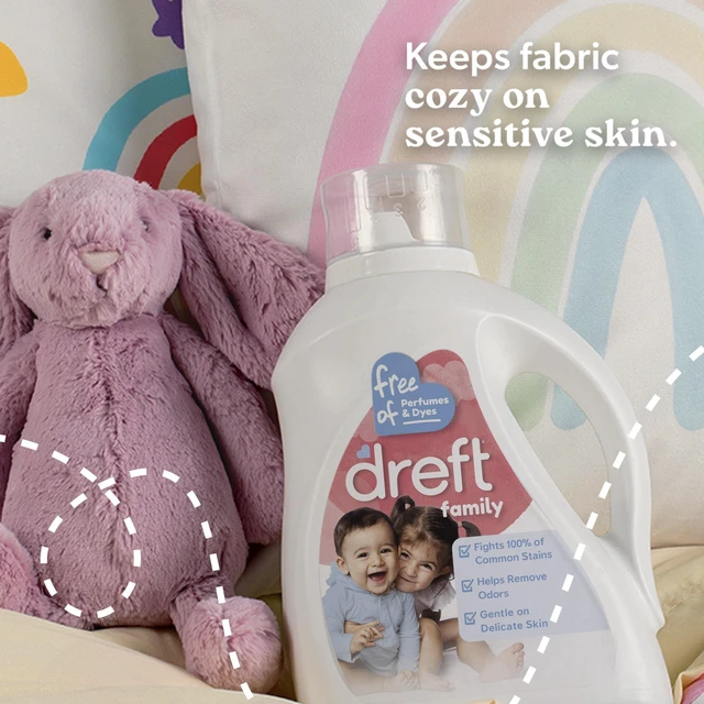 Alt view image 7 of 7 - Dreft Liquid Laundry Detergent for Family, Unscented Laundry Detergent, 42 fl oz, 32 Loads