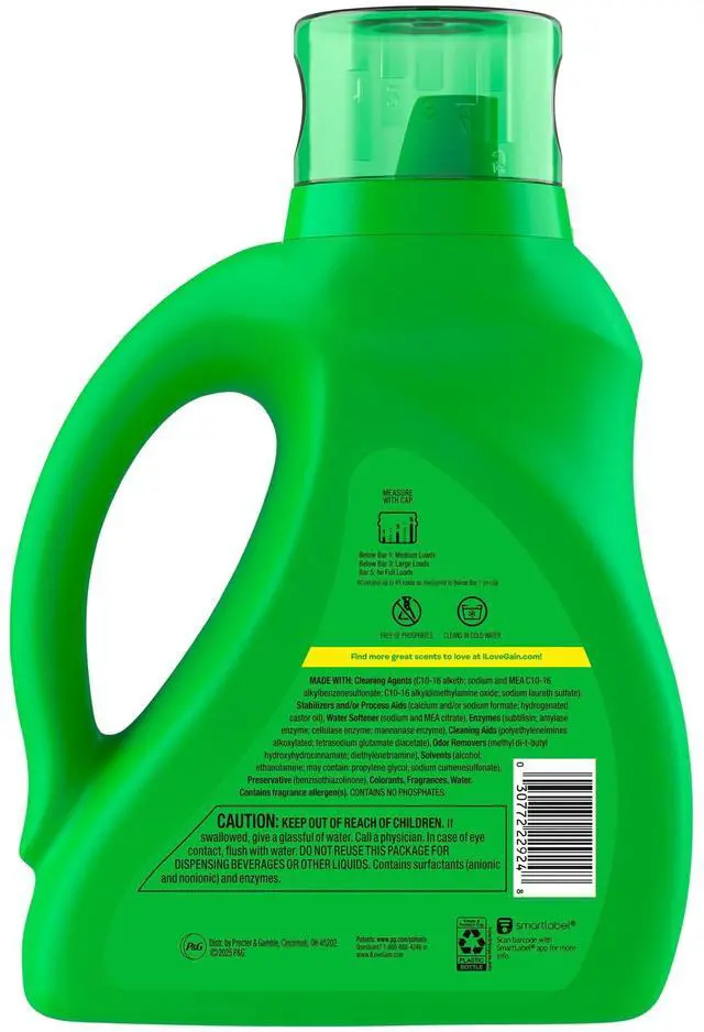 Alt view image 3 of 7 - Gain Plus Laundry Detergent Liquid, Now with Odor Defense + OXI, Waterfall Delight Scent, 60 fl oz, 45 Loads