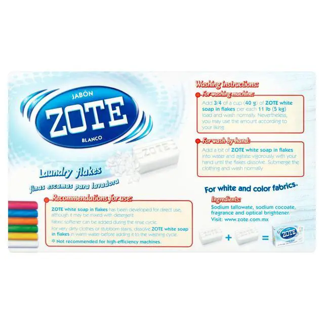 Alt view image 3 of 4 - (3 pack) Zote Blanco Laundry Flakes for Washing Machines, All Ages, Gentle on Clothes & Skin, Laundry Detergent, Cleanser Flakes with Sodium Tallowate, 17.6 oz