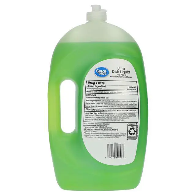 Alt view image 2 of 5 - Great Value Ultra Antibacterial Dish Liquid, Crisp Apple, 70 fl oz