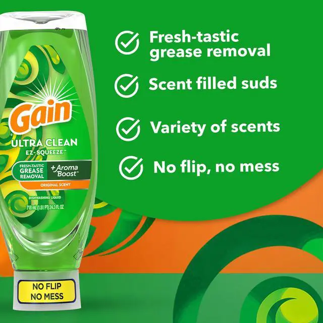 Alt view image 5 of 7 - (2 pack) Gain EZ-Squeeze Dishwashing Liquid Dish Soap, Original Scent, 24.30 fl oz