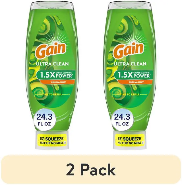 Main image of (2 pack) Gain EZ-Squeeze Dishwashing Liquid Dish Soap, Original Scent, 24.30 fl oz