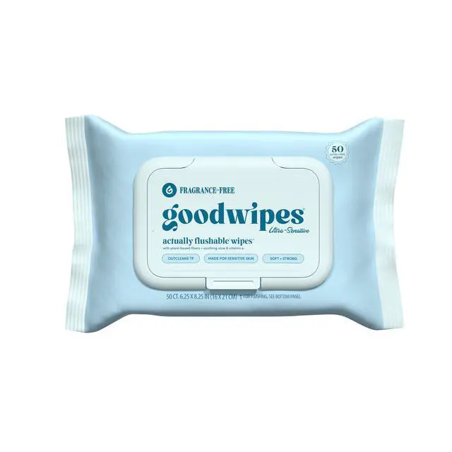 Alt view image 6 of 6 - goodwipes Flushable Butt Wipes, Fragrance-Free, 3 Pack, 150 Total XL Wipes