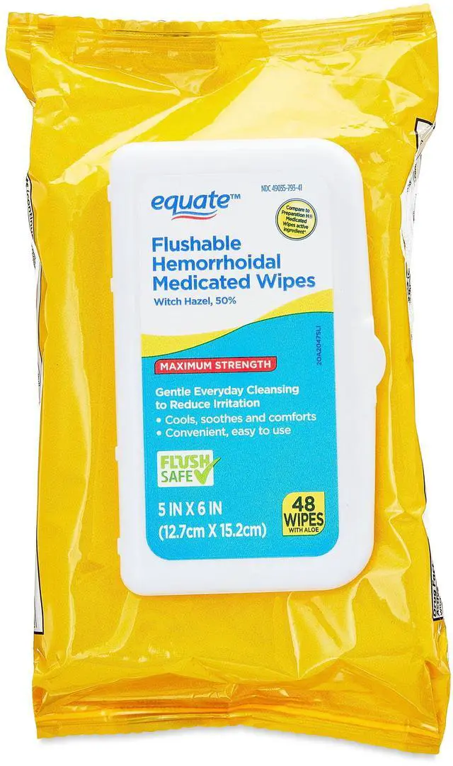 Main image of Equate Witch Hazel Flushable Hemorrhoidal Medicated Wipes, 48 Count
