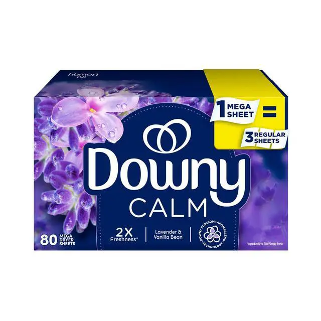 Main image of Downy CALM, Mega Dryer Sheets, Lavender and Vanilla Bean, 80 Count