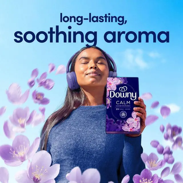 Alt view image 5 of 6 - Downy CALM, Mega Dryer Sheets, Lavender and Vanilla Bean, 80 Count