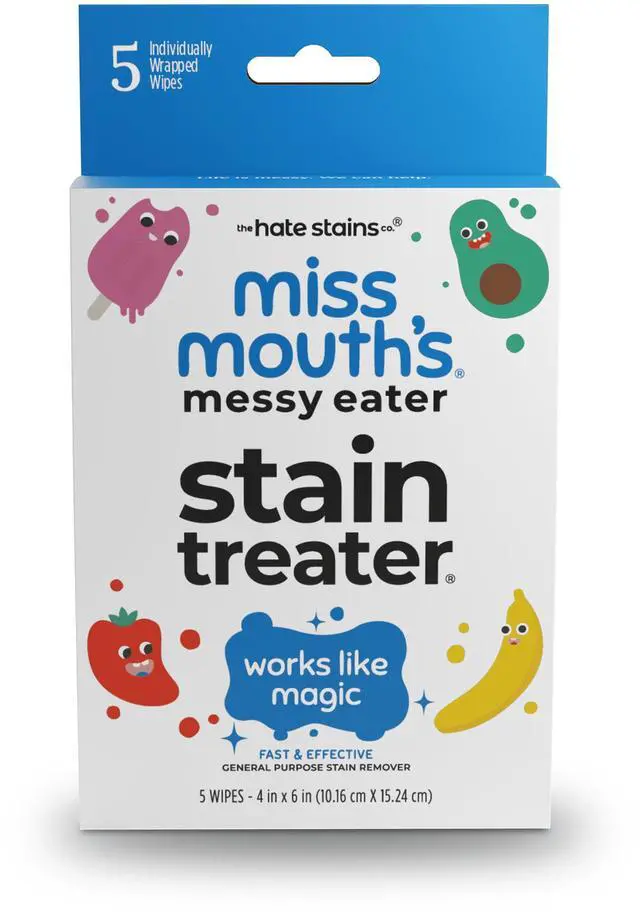 Alt view image 2 of 6 - Miss Mouth's Messy Eater Stain Treater Wipes for Baby & Kids, 5 Pack, Newborn & Baby Essentials, Stain Remover for Food, Grease, Coffee & More, Gentle on Laundry, Fabric & Underwear