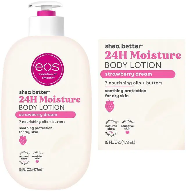 Main image of eos Shea Better Body Lotion for Dry Skin, Strawberry Dream, 16 fl oz