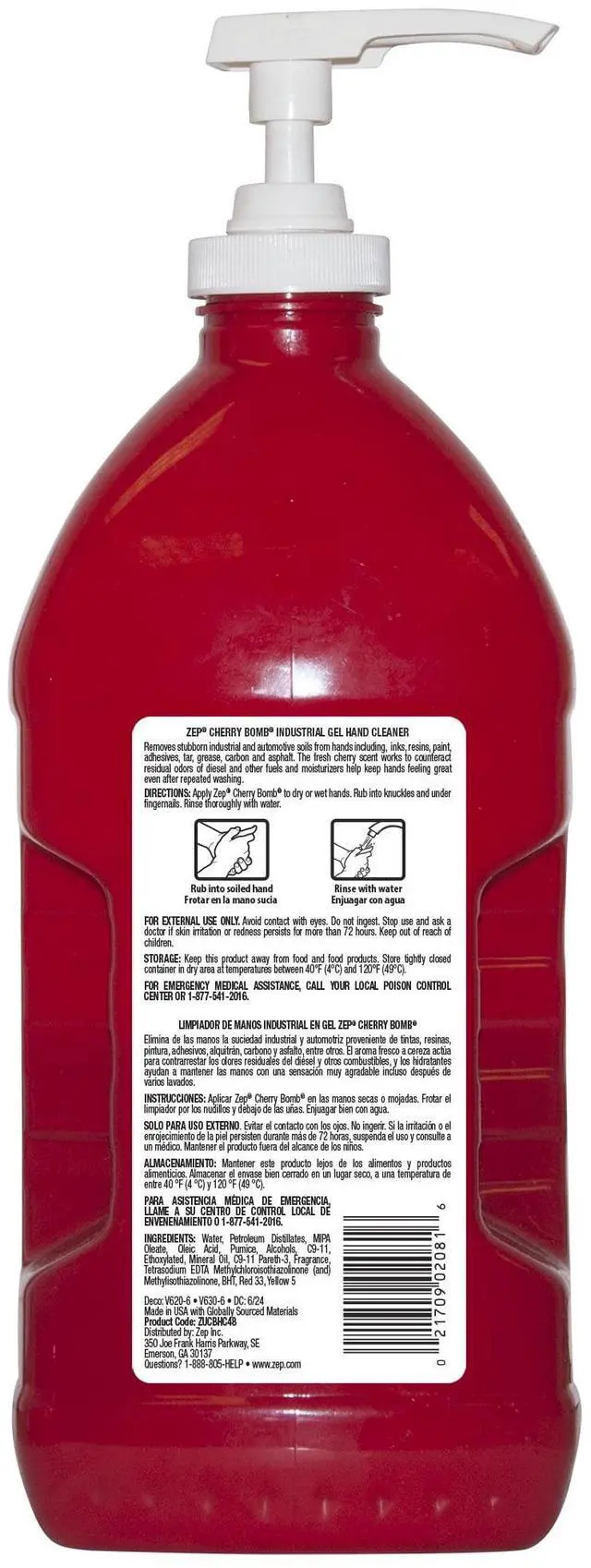 Alt view image 2 of 4 - Zep Cherry Bomb Heavy-Duty Hand Cleaner, Cherry Blossom Scent, 48 fl oz