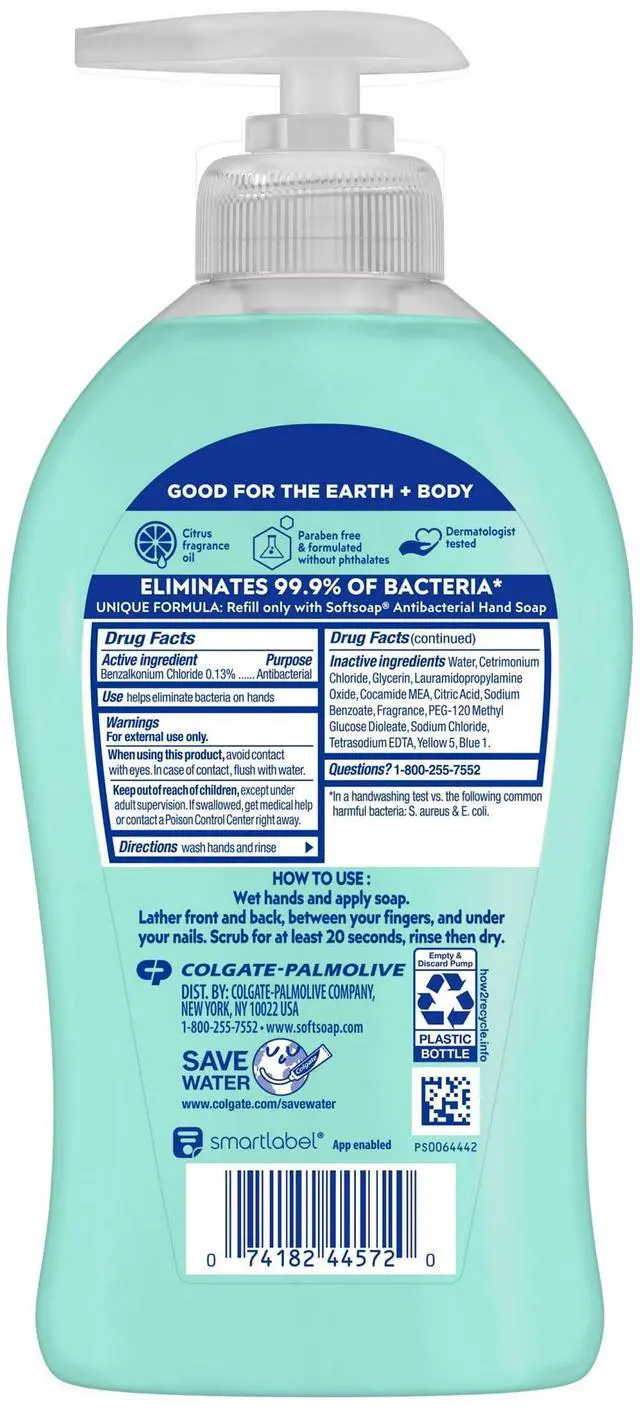Alt view image 5 of 7 - (2 pack) Softsoap Antibacterial Hand Soap, Eliminates 99% of Bacteria, Fresh Citrus Scent, 11.25 fl oz