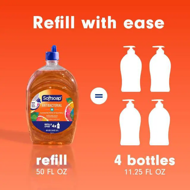 Alt view image 6 of 6 - Softsoap Crisp Clean Antibacterial Liquid Hand Soap with New Easy Pour Spout, 50 fl oz Refill Bottle