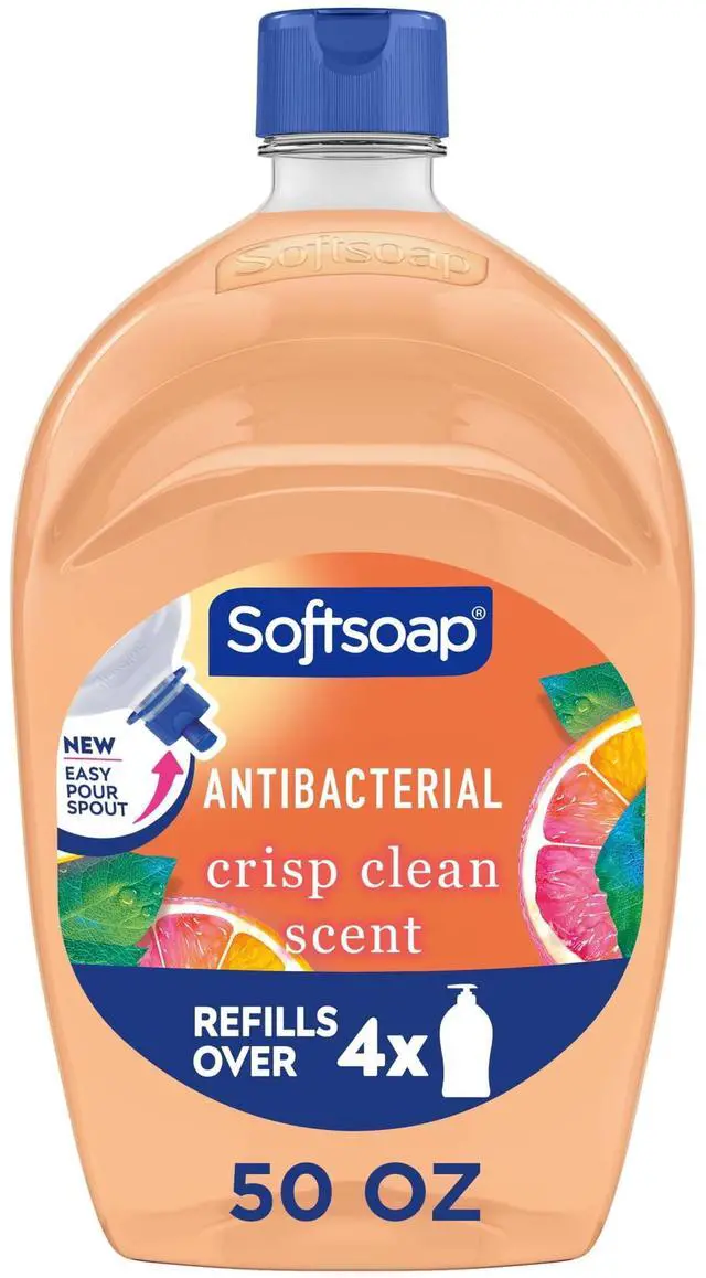 Main image of Softsoap Crisp Clean Antibacterial Liquid Hand Soap with New Easy Pour Spout, 50 fl oz Refill Bottle