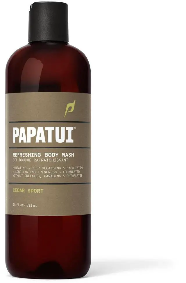 Main image of Papatui, Men's Body Wash, Cedar Sport, Exfoliating, Hydrating, Made with Coconut Oil, 18 oz, Dermatologist-Tested, Sulfate-Free