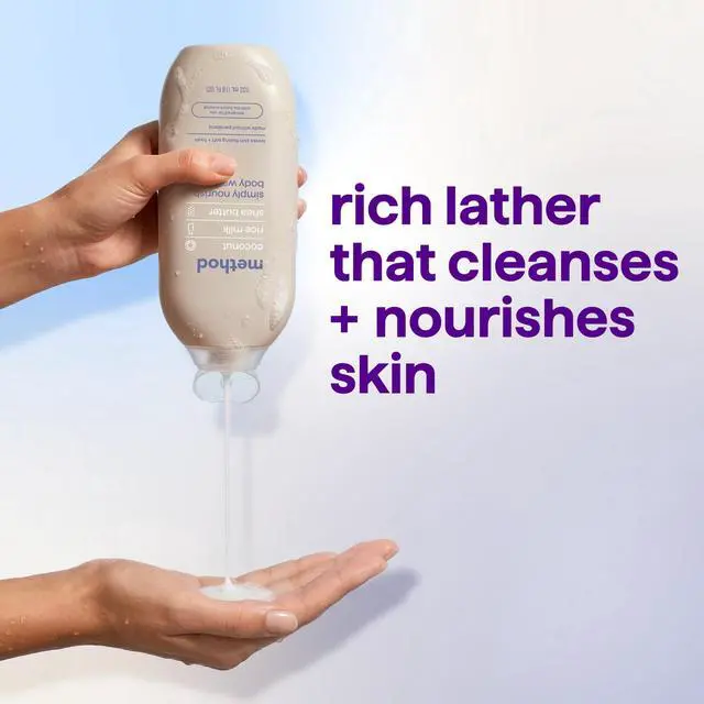 Alt view image 6 of 6 - method Body Wash, Simply Nourish - Leaves Skin Feeling Soft & Moisturized, Made Without Parabens, Notes of Coconut, Rice Milk & Shea Butter, 18 fl oz