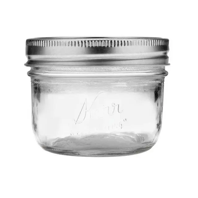 Alt view image 4 of 4 - Kerr Canning Jars, Wide Mouth Half-Pint Mason Jars with Lids and Bands, 12 Count 8 oz