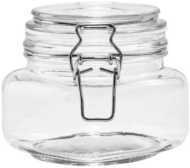 Alt view image 5 of 6 - (2 pack) Mainstays 17 oz Glass Airtight Food Storage Jar Canister with Locking Lid, Pantry Organizer Container for Dry Food, Coffee, Sugar, Spices and Kitchen Storage
