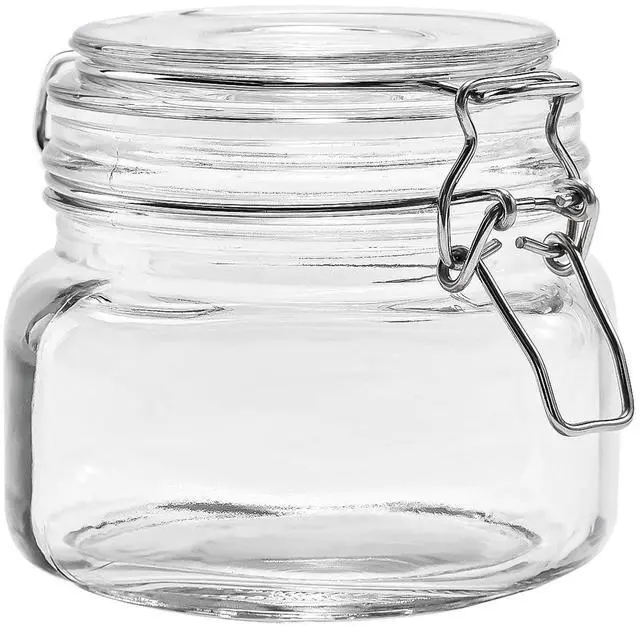 Alt view image 6 of 6 - (2 pack) Mainstays 17 oz Glass Airtight Food Storage Jar Canister with Locking Lid, Pantry Organizer Container for Dry Food, Coffee, Sugar, Spices and Kitchen Storage